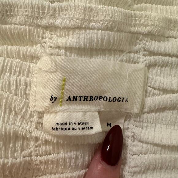 Anthropologie white ruched strapless top size M - Picture 4 of 8